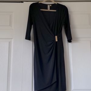 Navy faux wrap dress